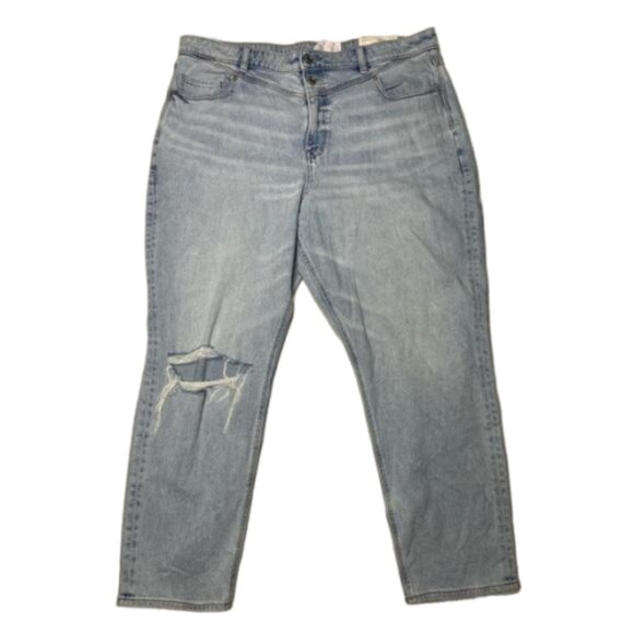 NWT American Eagle Stretch Distressed Light Wash Mom Jean Size 20 #1537 - Picture 1 of 15